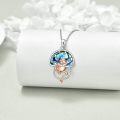 wholesale 925 Sterling Silver Abalone Shell Frog on Mushroom Pendant Necklace for Women and Girls-0-2