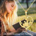 wholesale 14K Gold Heart-Shaped Reading Pendant Necklace for Women Graduation Gift Jewelry for Student Friends Classmate-0-8