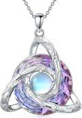 wholesale Celtic Knot Necklace For Women 925 Sterling Silver Trinity Knot Pendant With Crystal Moonstone Irish Jewelry Christmas Gifts For Women -0-0
