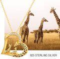 wholesale Gold 925 Sterling Silver Giraffe Family Heart Pendant Necklace for Women Mom Grandma-0-5