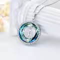 TOUPOP Sterling Silver Stone Alphabet A Initial Letter Pendant Necklace-0-2