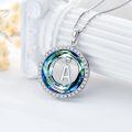 TOUPOP Sterling Silver Stone Alphabet A Initial Letter Pendant Necklace-0-2