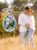 wholesale 925 Sterling Silver Green Moss Agate Teardrop Pendant Necklace for Women - Nature Inspired s-0-5