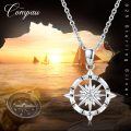 wholesale 925 Sterling Silver Compass Anchor Necklace with Inspirational Pendant-0-1