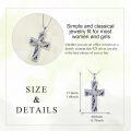 wholesale 925 Sterling Silver Blue Lapis Lazuli & Black Onyx Rose Cross Pendant Necklace-0-1