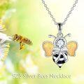 wholesale 925 Sterling Silver Bee Necklace with Opal and Crystal Daisy Pendant for Women & Teenage Girls - Christmas Gift Idea-0-2