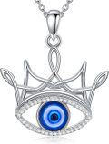 wholesale 925 Sterling Silver Crown Evil Eye Hamsa Hand Pendant Necklace for Women-0-0