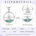 wholesale 925 Sterling Silver with Turquoise Inlay Viking Compass Pendant Necklace for Women and Men-0-2