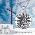 wholesale 925 Sterling Silver St Longinus Pray for Us Cross Medal Necklace -0-3