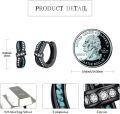 wholesale Black 925 Sterling Silver Turquoise & Crystal Hoop Earrings 15mm - Hypoallergenic  for Women and Men-0-3