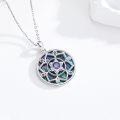 wholesale 925 Sterling Silver Rainbow Abalone Shell 7 Chakra Yin Yang Lotus Pendant Necklace-0-1