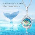 wholesale 925 Sterling Silver Blue Crystal Mermaid Scales Dolphin Pendant Necklaces Ocean s for Women and Girls-0-4