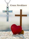 wholesale 925 Sterling Silver Abalone Shell Inlay Faith Cross Pendant Necklace s for Women-0-5