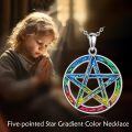 wholesale 925 Sterling Silver Rainbow Enamel Pentacle Triquetra Pendant Necklace for Women-0-5