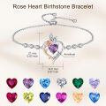 TOUPOP Sterling Silver Rose Quartz Butterfly Heart Birthstone Bracelet-0-4