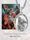 wholesale 925 Sterling Silver St Michael Pendant Necklace for Men - Guardian Angel Charm  Set-0-5