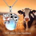 wholesale 925 Sterling Silver Cow Moonstone Pendant Necklace-0-5