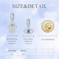wholesale 925 Sterling Silver Hamsa Hand Evil Eye Drop Earrings for Women Girls  4cm Length-0-4