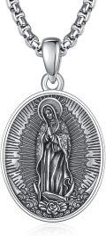 wholesale 925 Sterling Silver Virgin Mary Pendant Necklace for Men Women Catholic -0-0