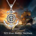 wholesale 925 Sterling Silver Pirate Skull & Crossbones Anchor Pendant Necklace - Nautical Jewelry for Men and Women-0-1