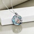 wholesale 925 Sterling Silver and Blue Crystal Cow Pendant Necklace for Women-0-4