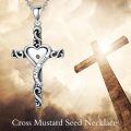 TOUPOP 925 Sterling Silver Mustard Seed Cross Necklace Christian Faith Jewelry-0-2