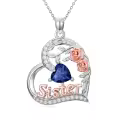 TOUPOP Sterling Silver Birthstone Heart Rose Necklace For Sister-0-0