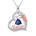 TOUPOP Sterling Silver Birthstone Heart Rose Necklace For Sister-0-0