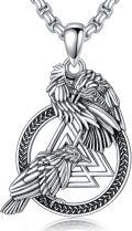 wholesale 925 Sterling Silver Raven Pendant Triquetra Triangle Celtic Knot Viking Necklace Norse Jewelry for Men -0-0