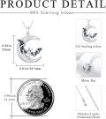 wholesale 925 Sterling Silver Black Crystal Bat & Crescent Moon Pendant Necklace Gothic Halloween Jewelry-0-1