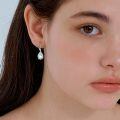 wholesale 925 Sterling Silver Rose Gold Sloth Blue Opal Teardrop Drop Earrings For Women-0-3