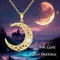 wholesale 14K Gold Opal Crescent Moon Pendant Necklace for Women - Celtic Style Chain-0-1
