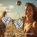 wholesale 925 Sterling Silver Heart-Shaped Volleyball Patterned Sport Ball Drop Earrings for Women-0-2