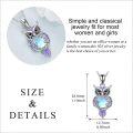 wholesale Sterling Silver Moonstone Owl Necklace Filigree Pendant Christmas Jewelry for Women Girls - Rhodium Plated-0-16