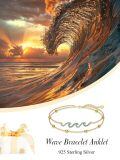 wholesale 925 Sterling Silver Blue Crystal Wave Bracelet With Gold Chain And Beads-0-1