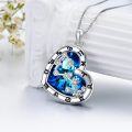 wholesale 925 Sterling Silver Blue Crystal Heart Zodiac Constellation Pendant Necklace-0-3