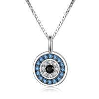wholesale 925 Sterling Silver Blue Evil Eye Pendant Necklace-A-personalized chain length