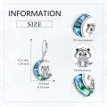 wholesale 925 Sterling Silver Raccoon Moon Shell Leverback Earrings for Women Girls Gifts 4cm Long-0-4