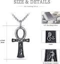 wholesale 925 Sterling Silver Ankh Cross Pendant with Eye of Horus and God Jackal Charm on 24+2 Rolo Chain - Ancient Egyptian Amulet Protection Jewelry for Women & Men-0-2