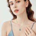 wholesale 925 Sterling Silver Blue Resin Branch Teardrop Pendant Necklace Women-0-4
