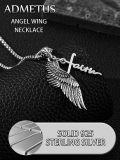 wholesale 925 Sterling Silver Angel Wing Pendant on Rolo Chain Faith Charm Necklace for Men 24+2-0-2