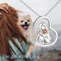 wholesale 925 Sterling Silver Heart-Shaped Dog Lovers Pendant Necklace with Crystals and Gold Plating-0-1