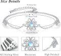 wholesale 925 Sterling Silver Moonstone Flower Chain Link Charm Bracelet for Women Girls  7-8 Adjustable Length-0-3