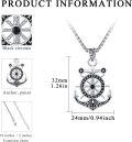 wholesale 925 Sterling Silver Anchor & Compass Pendant Norse Viking Jewelry for Men Women Gifts -0-4