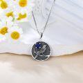 wholesale Silver Synthetic Stone Raven Pendant Crow Round Necklace Gift for Women-0-2