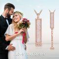 wholesale 925 Sterling Silver Rose Gold Cubic Zirconia I Love You Bar Necklace-0-2