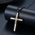 wholesale 925 Sterling Silver Two-Tone Black & Gold Cross Pendant Necklace for Men/Women-0-1