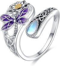 wholesale  Sterling Silver Adjustable Animal Spoon Ring Jewelry Gift for Women Men -Dragonfly