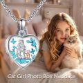 wholesale 925 Sterling Silver Heart Locket Necklace with Mermaid and Turquoise Photo  for Women-0-4