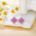 wholesale 925 Sterling Silver Metal Pink Enamel Four-Leaf Clover Stud Earrings - Lucky  for Women-0-1